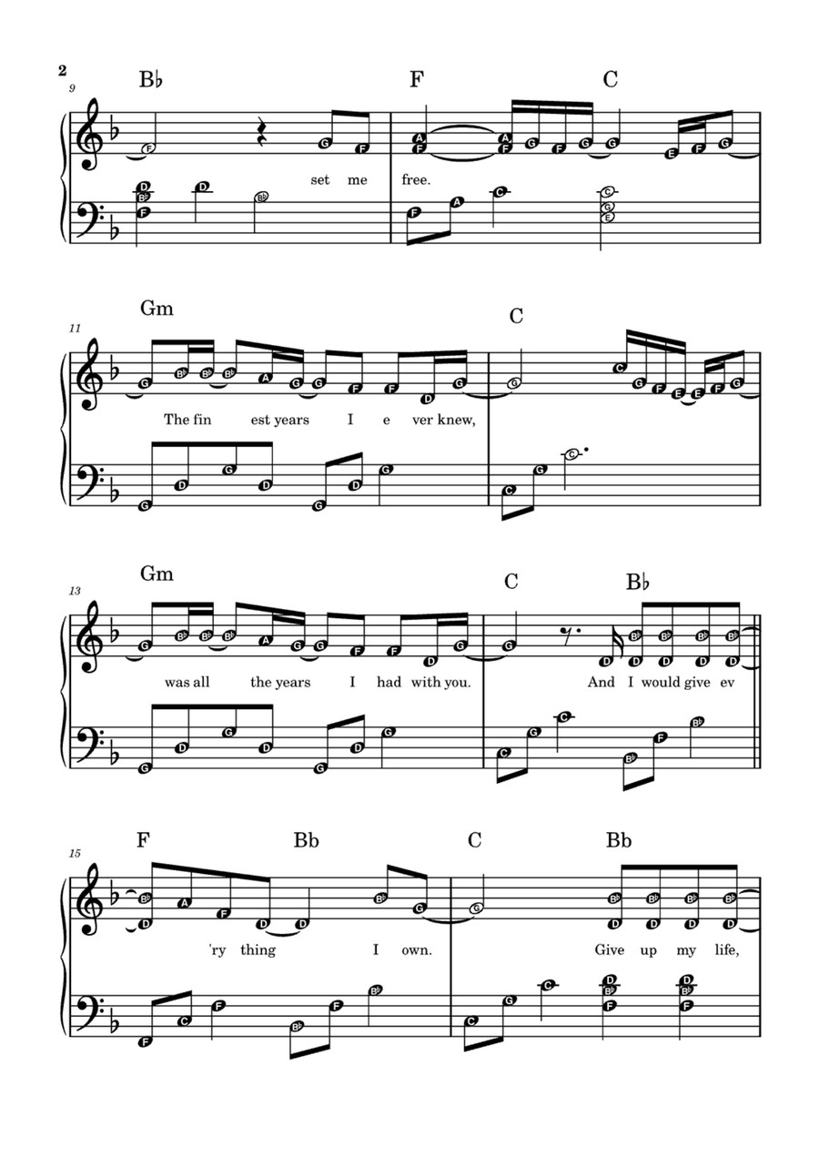 Everything I Own Easy Piano scores gallery preview page 2