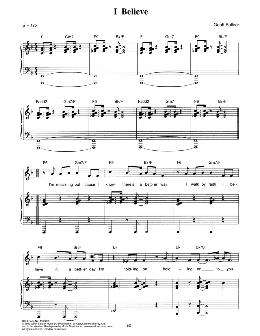 I Believe I Believe Piano, Vocal scores gallery preview page 1