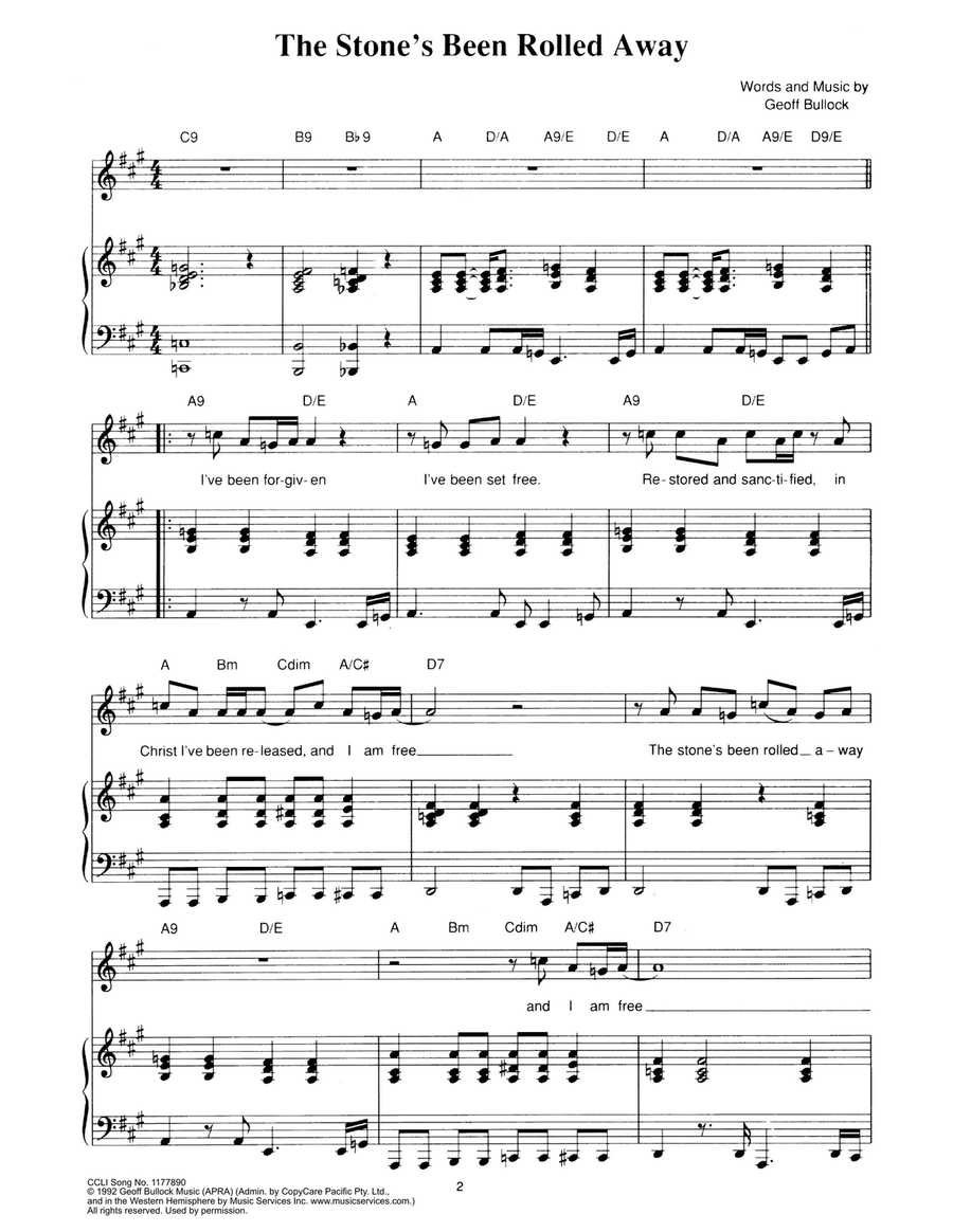The Stone's Been Rolled Away Piano, Vocal scores gallery preview page 1