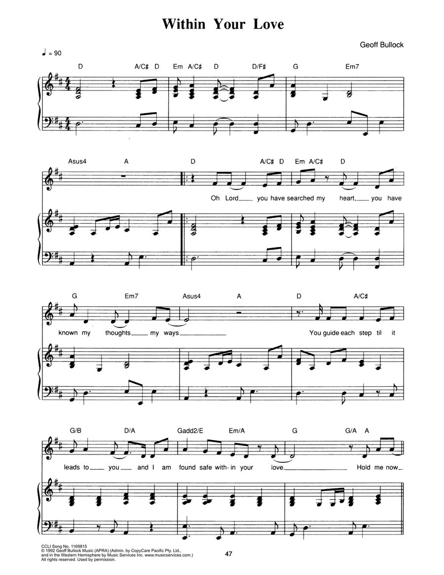 Within Your Love Within Your Love Piano, Vocal scores gallery preview page 1