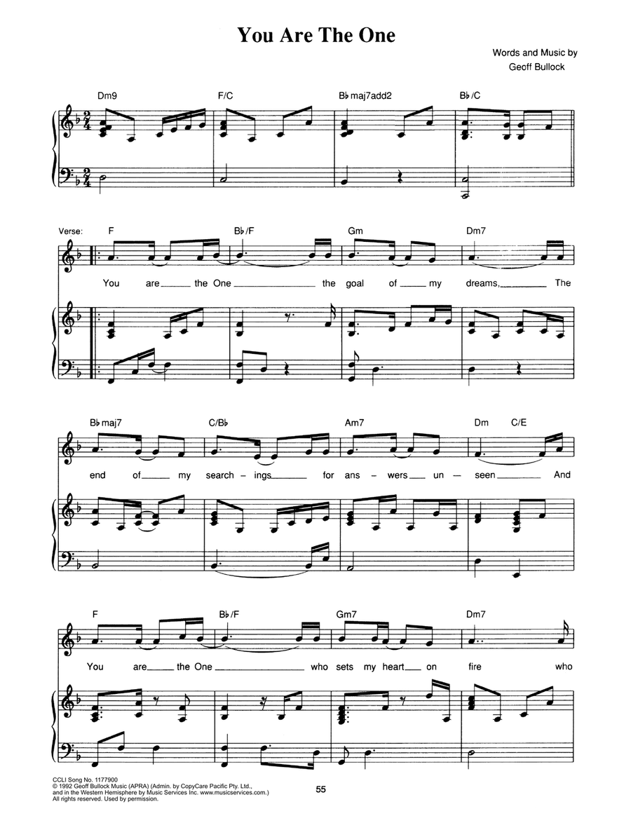 You Are The One You Are The One Piano, Vocal scores gallery preview page 1