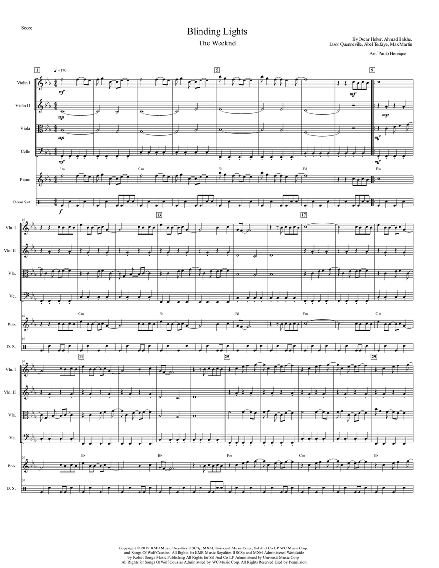 Blinding Lights Blinding Lights String Quartet scores gallery preview page 2