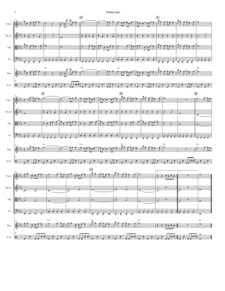 Blinding Lights Blinding Lights String Quartet scores gallery preview page 3