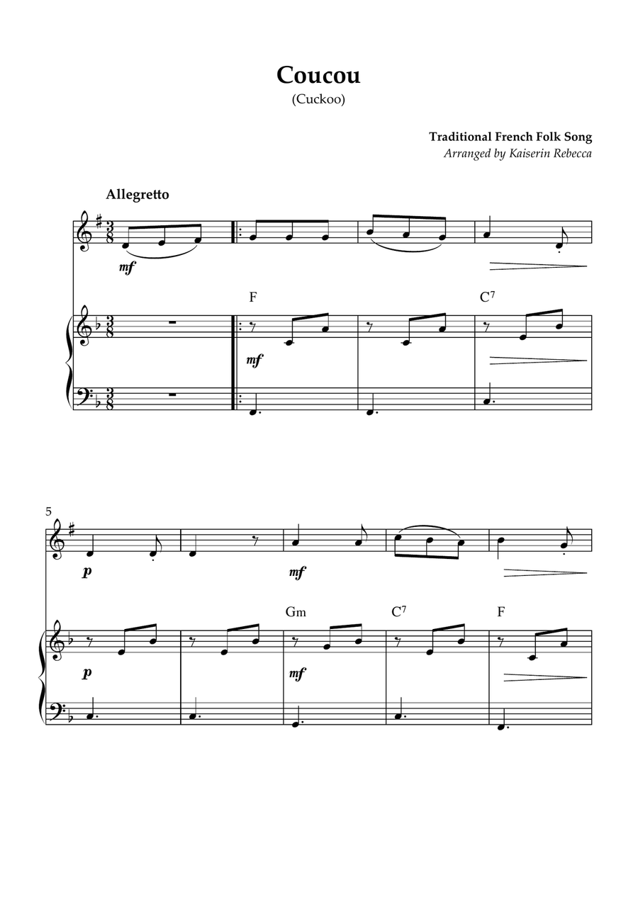 Coucou (Cuckoo) Coucou (Cuckoo) B-Flat Trumpet scores gallery preview page 1