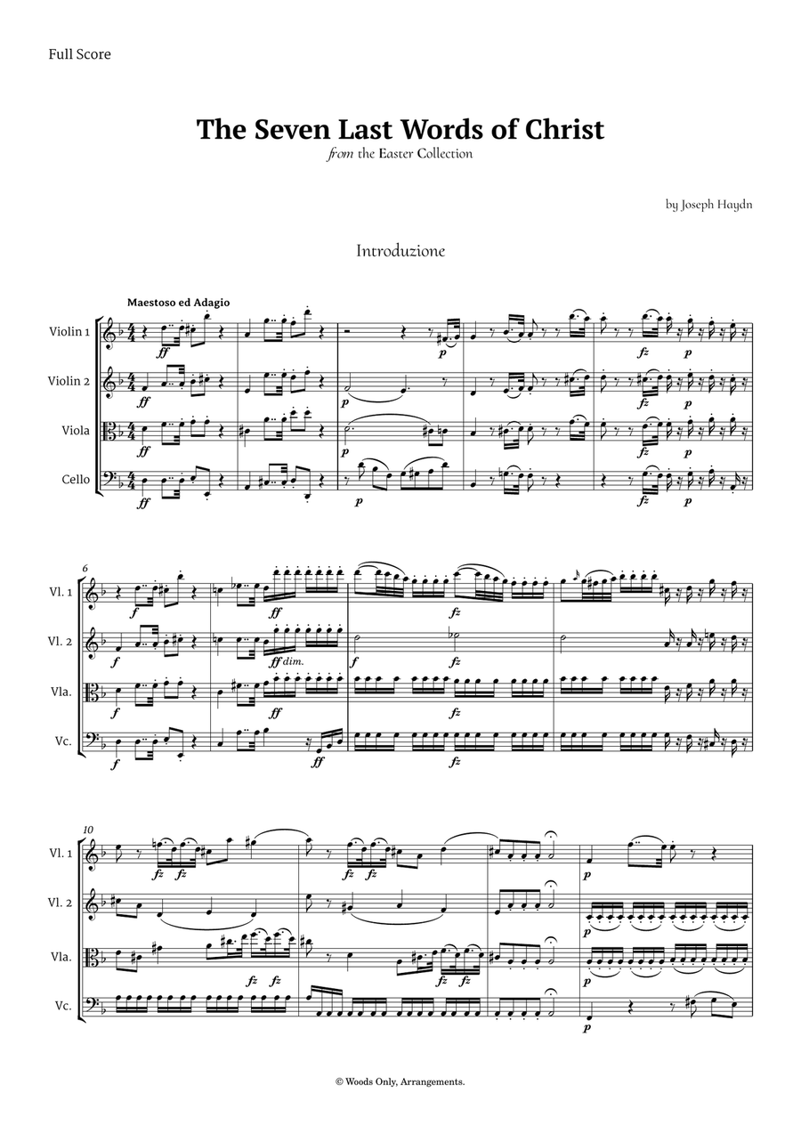 The Seven Last Words of Christ by Haydn for String Quartet String Quartet scores gallery preview page 1
