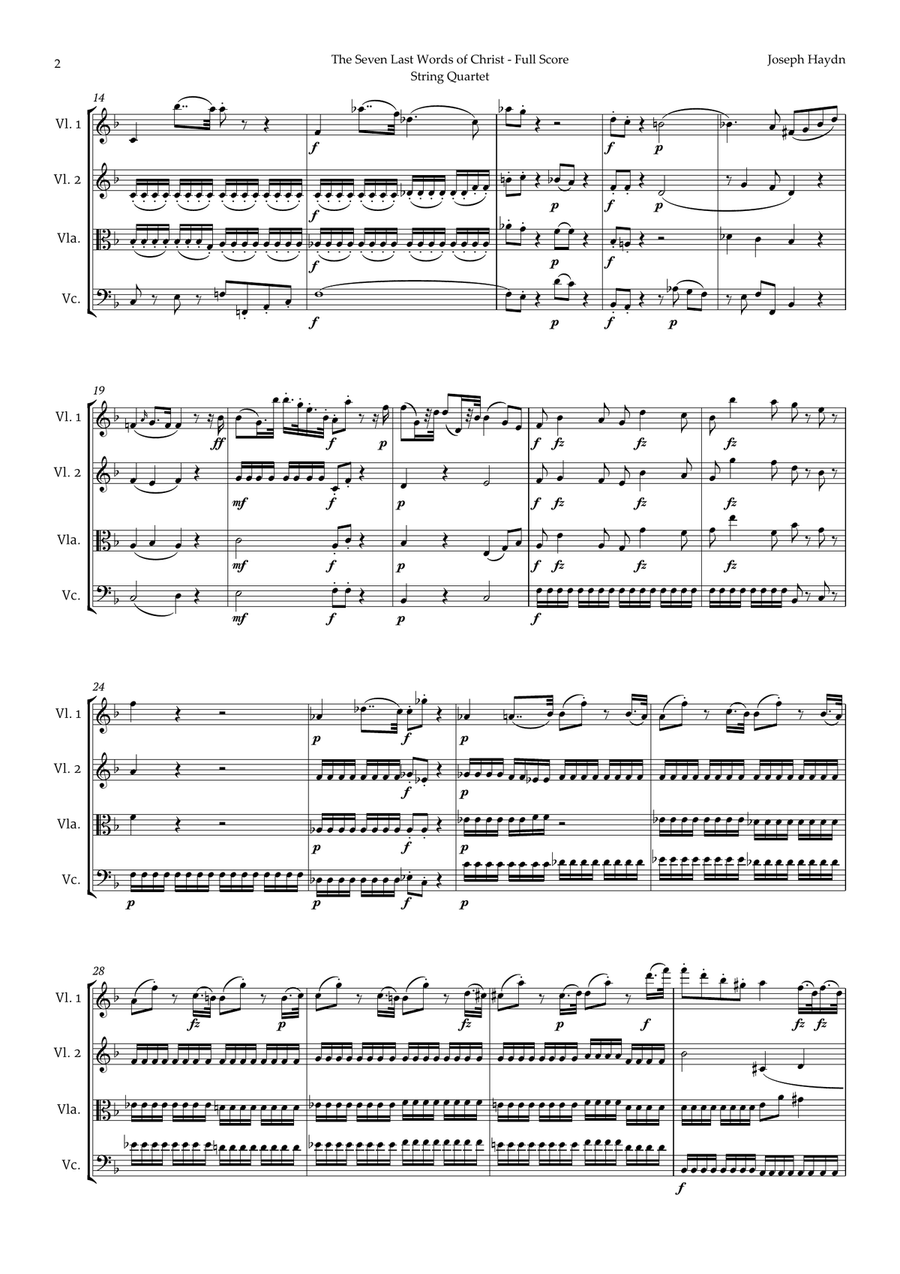The Seven Last Words of Christ by Haydn for String Quartet String Quartet scores gallery preview page 2