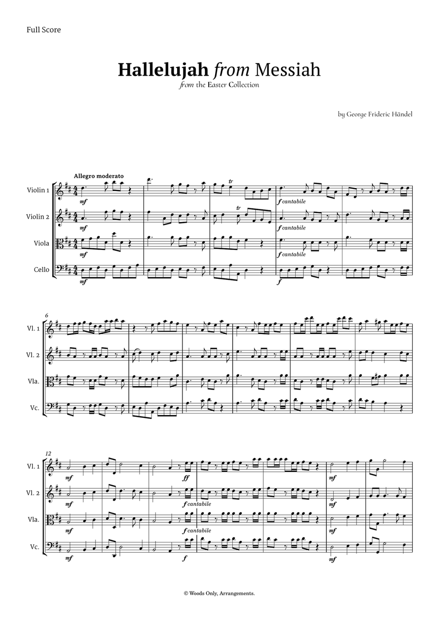 Hallelujah by Friedrich Händel for String Quartet String Quartet scores gallery preview page 1