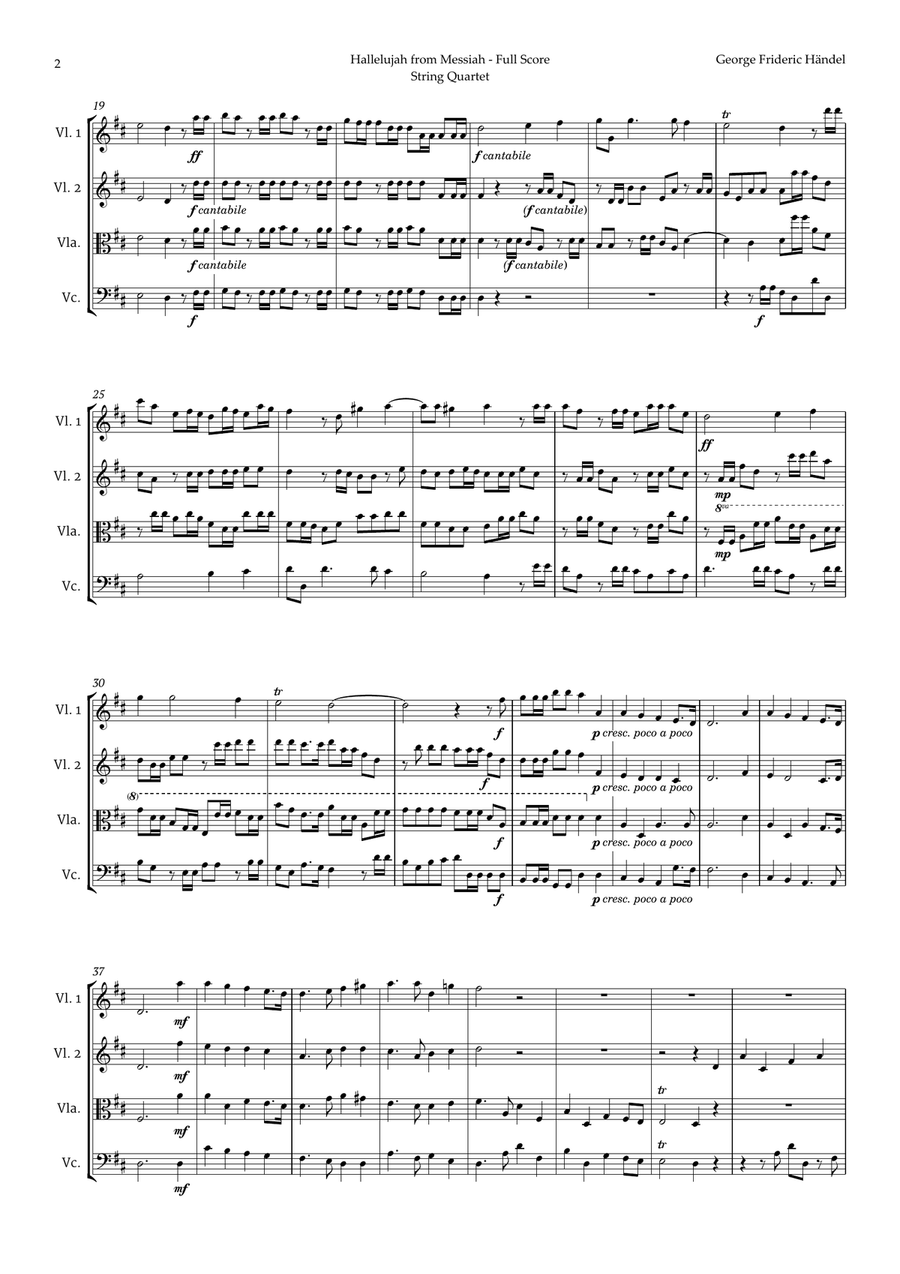 Hallelujah by Friedrich Händel for String Quartet String Quartet scores gallery preview page 2