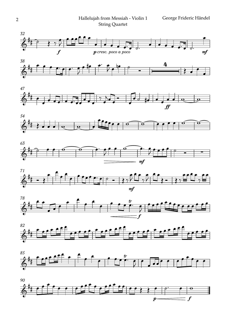 Hallelujah by Friedrich Händel for String Quartet String Quartet scores gallery preview page 6