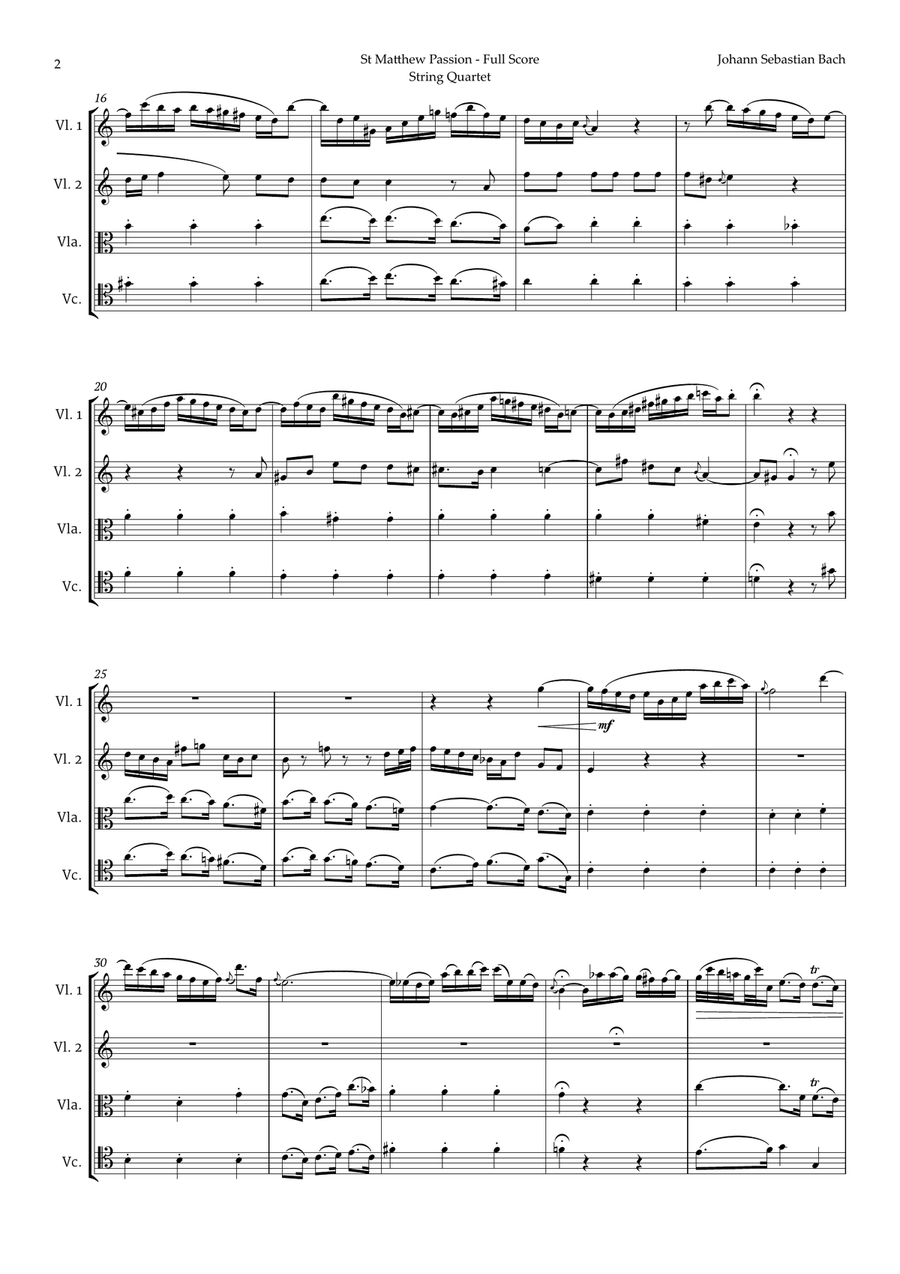 Aus Liebe will mein Heiland sterben by Bach for String Quartet String Quartet scores gallery preview page 2