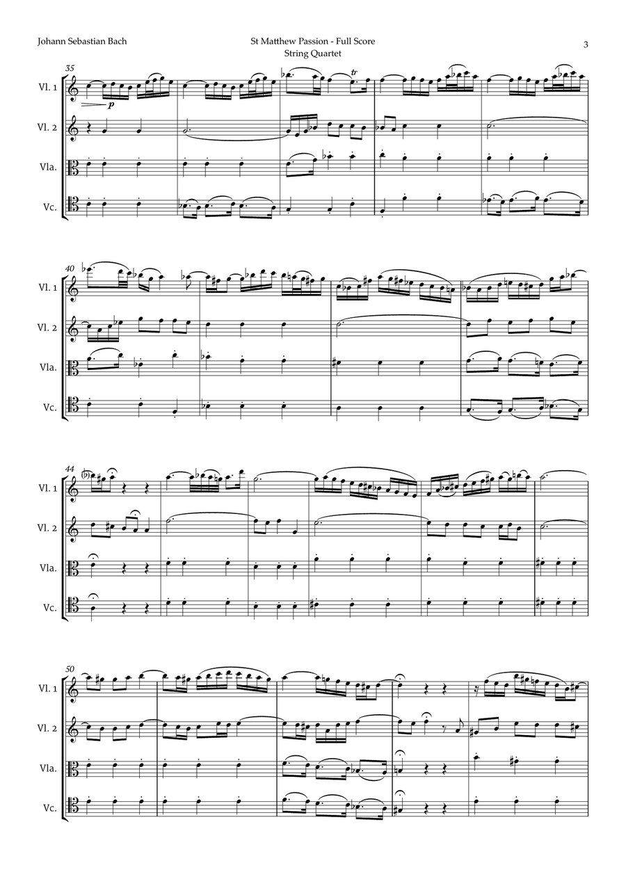 Aus Liebe will mein Heiland sterben by Bach for String Quartet String Quartet scores gallery preview page 3