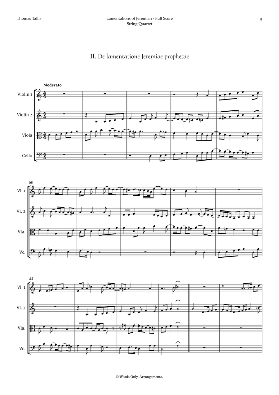 Lamentations of Jeremiah by Thomas Tallis for String Quartet String Quartet scores gallery preview page 5