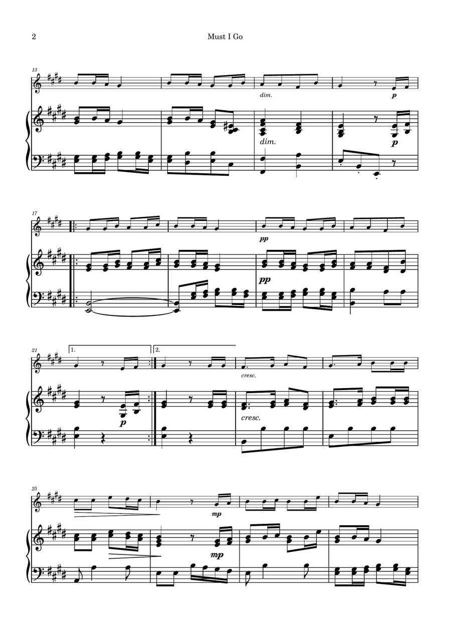 Must I Go. Violin and piano duo Violin Solo scores gallery preview page 2