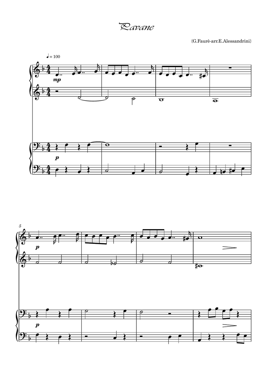 Pavane. Piano 4 hands Pavane. Piano 4 hands Piano Method scores gallery preview page 1