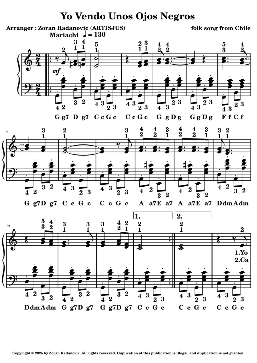 Yo vendo unos ojos negros - for accordion + lyrics Accordion scores gallery preview page 1