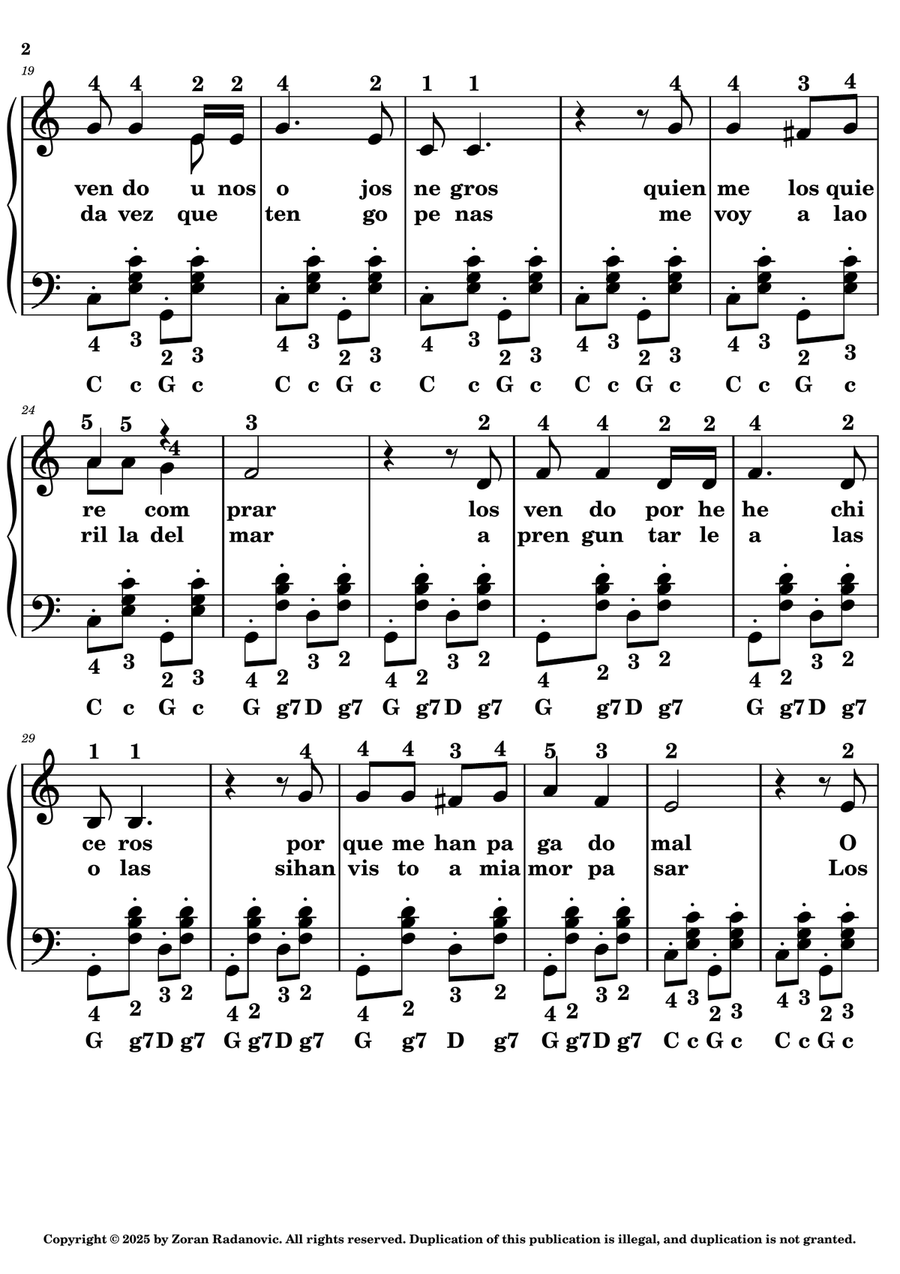 Yo vendo unos ojos negros - for accordion + lyrics Accordion scores gallery preview page 2