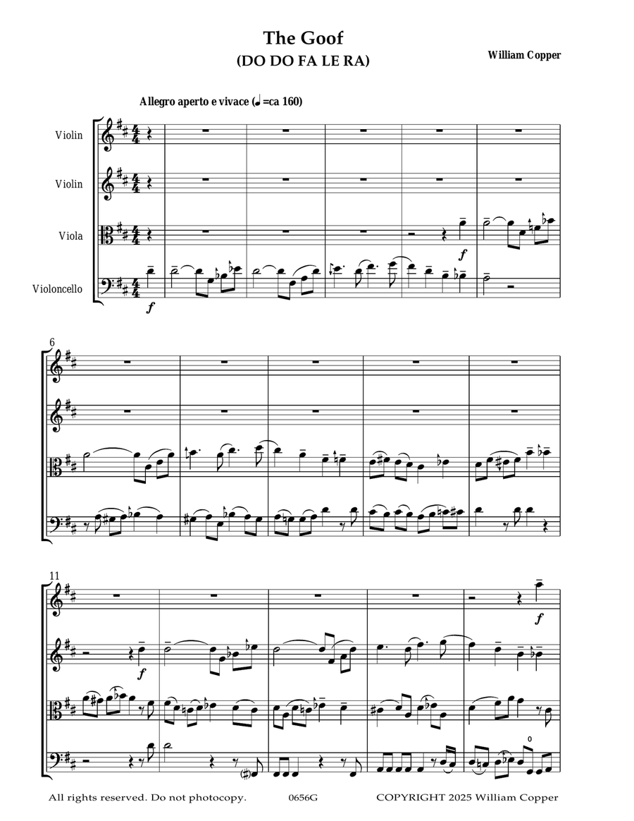 The Goof (DO DO FA LE RA) - Score Only String Quartet scores gallery preview page 1