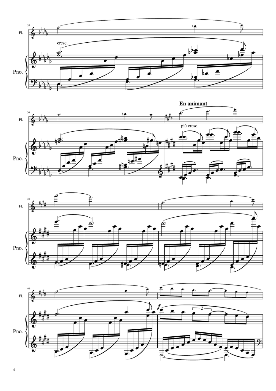 Claude Debussy - Suite Bergamasque, L.75: III. Clair de lune (Arr. for Flute & Piano) Original Flute Solo scores gallery preview page 4