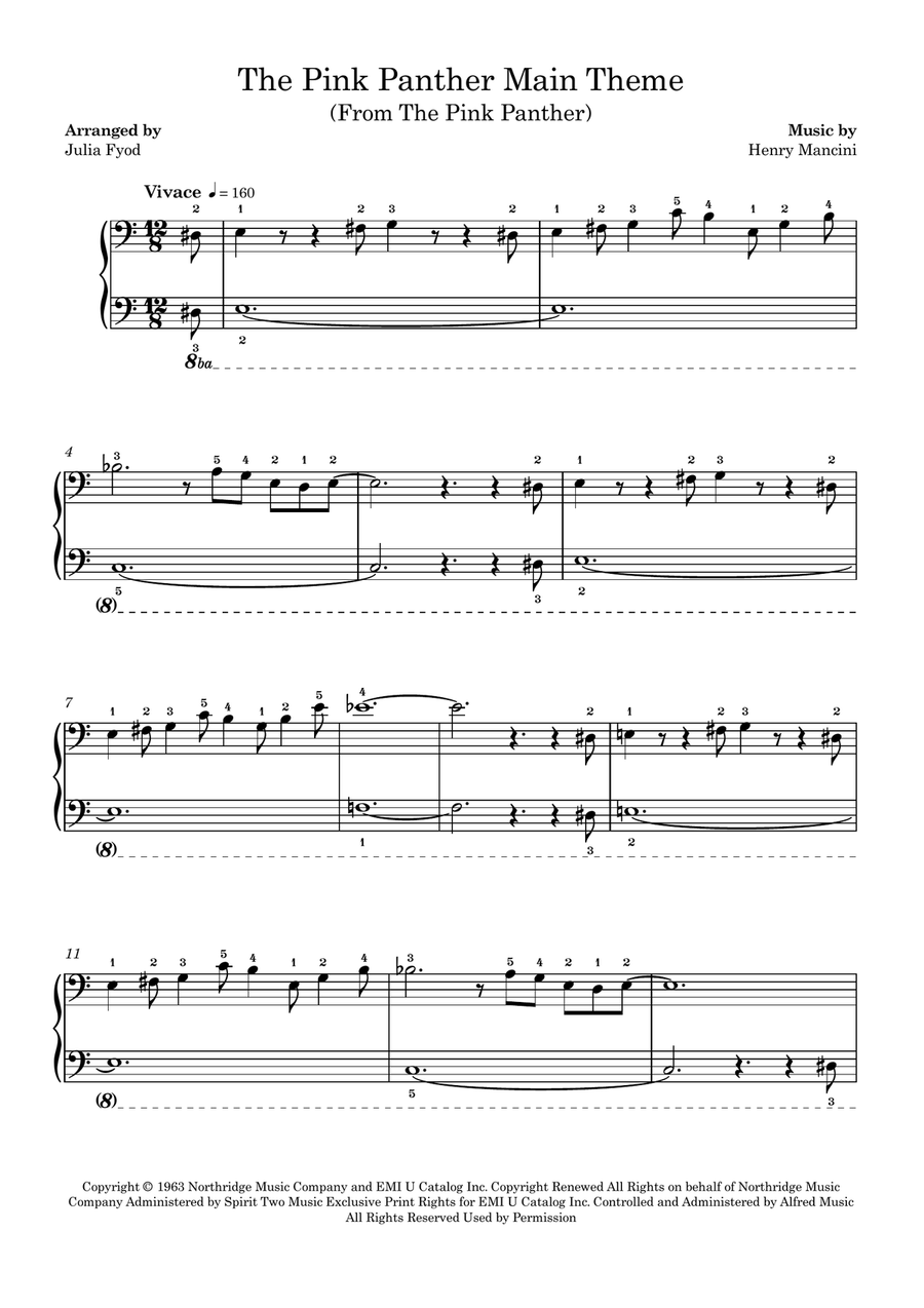 The Pink Panther The Pink Panther Easy Piano scores gallery preview page 1