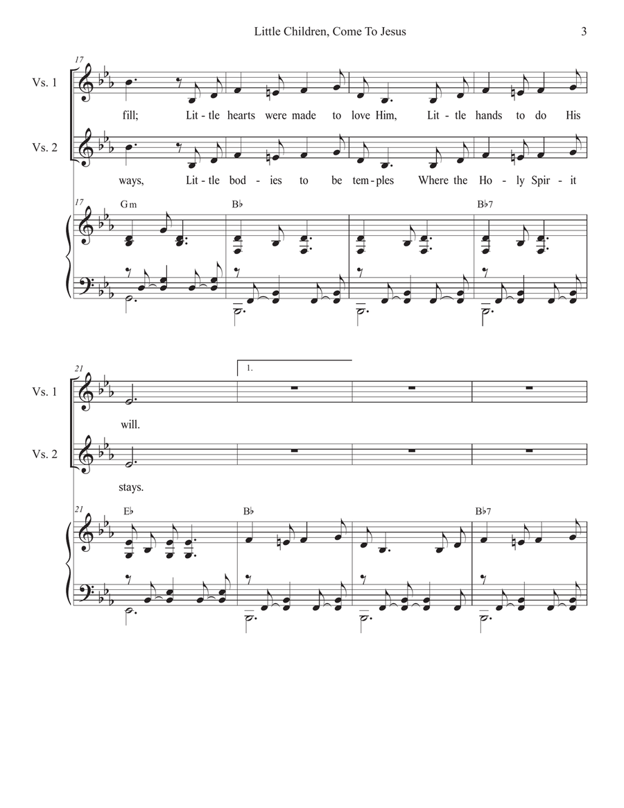 Little Children, Come To Jesus (Vocal solo) Piano, Vocal scores gallery preview page 3