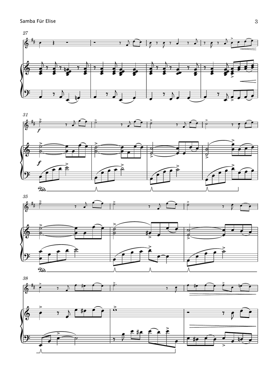 Samba Fur Elise (Clarinet & Piano) B-Flat Clarinet scores gallery preview page 4