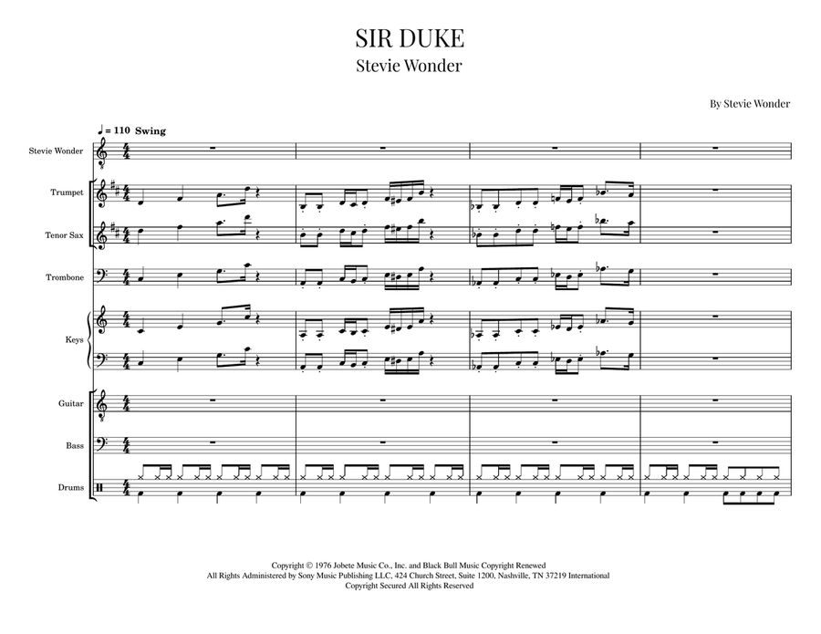 Sir Duke - Score Only Jazz Ensemble scores gallery preview page 1