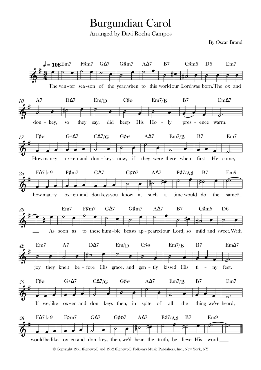 Burgundian Carol Burgundian Carol Piano scores gallery preview page 1