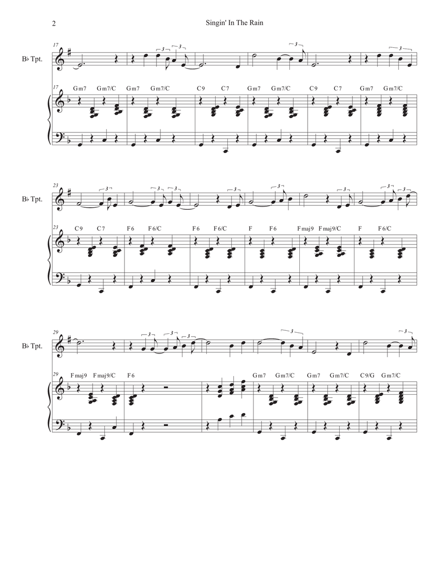 Singin' In The Rain (Bb-Trumpet solo and Piano) B-Flat Trumpet scores gallery preview page 2