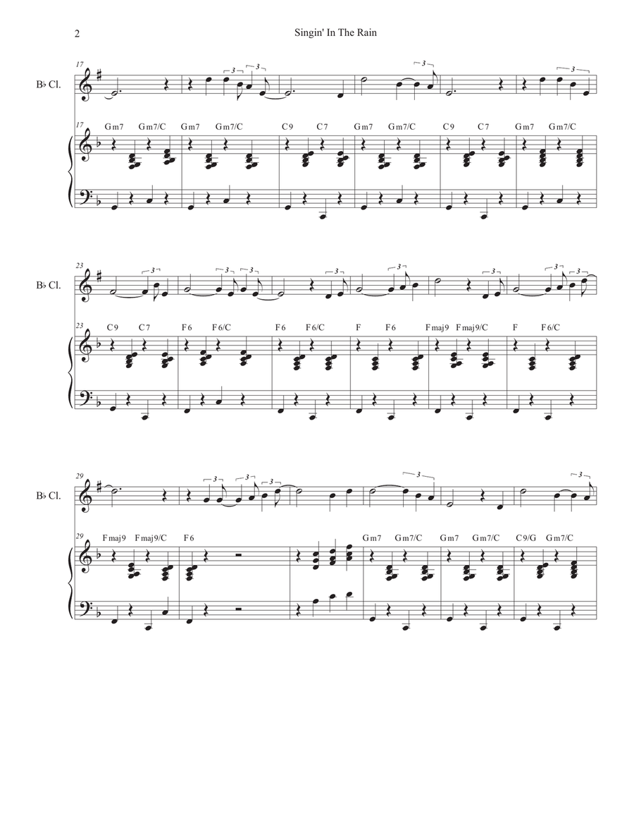 Singin' In The Rain (Bb-Clarinet solo and Piano) B-Flat Clarinet scores gallery preview page 2