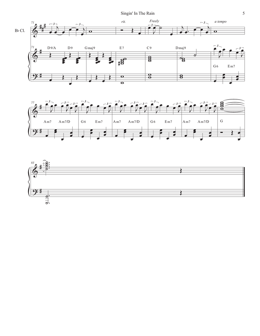 Singin' In The Rain (Bb-Clarinet solo and Piano) B-Flat Clarinet scores gallery preview page 5