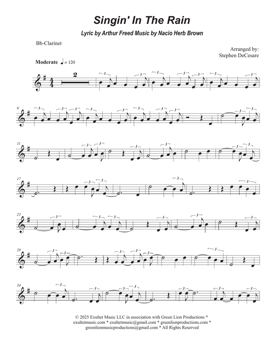 Singin' In The Rain (Bb-Clarinet solo and Piano) B-Flat Clarinet scores gallery preview page 6