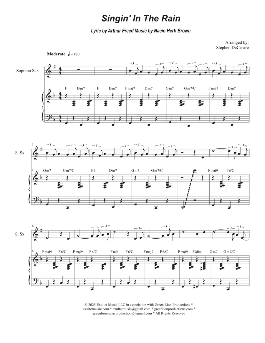 Singin' In The Rain (Soprano Saxophone and Piano) Soprano Saxophone scores gallery preview page 1