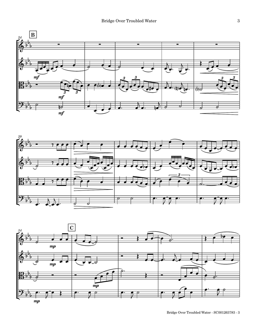 Bridge Over Troubled Water String Quartet scores gallery preview page 5
