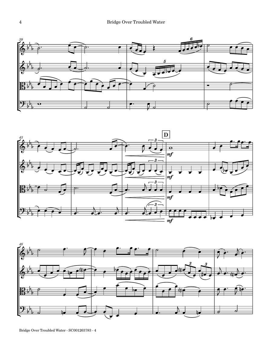 Bridge Over Troubled Water String Quartet scores gallery preview page 6