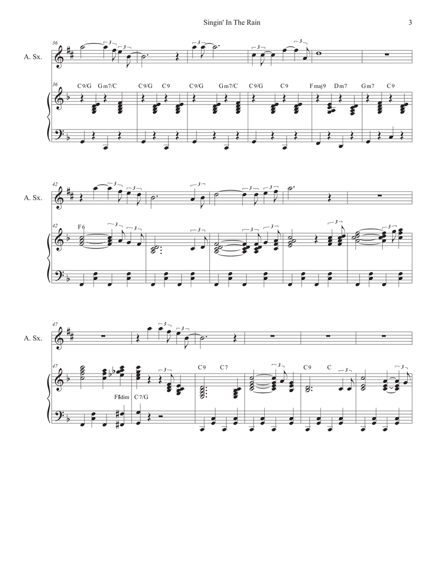 Singin' In The Rain (Alto Saxophone and Piano) Alto Saxophone scores gallery preview page 3