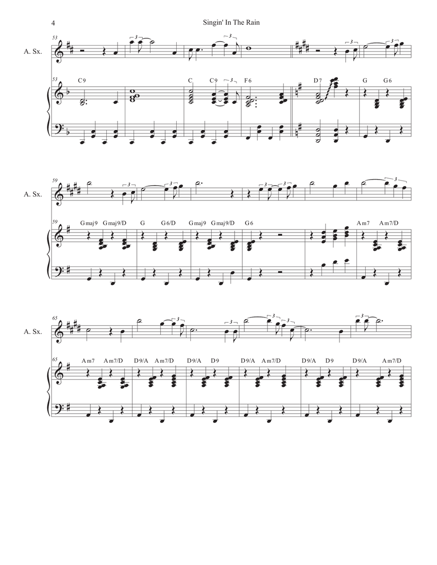Singin' In The Rain (Alto Saxophone and Piano) Alto Saxophone scores gallery preview page 4