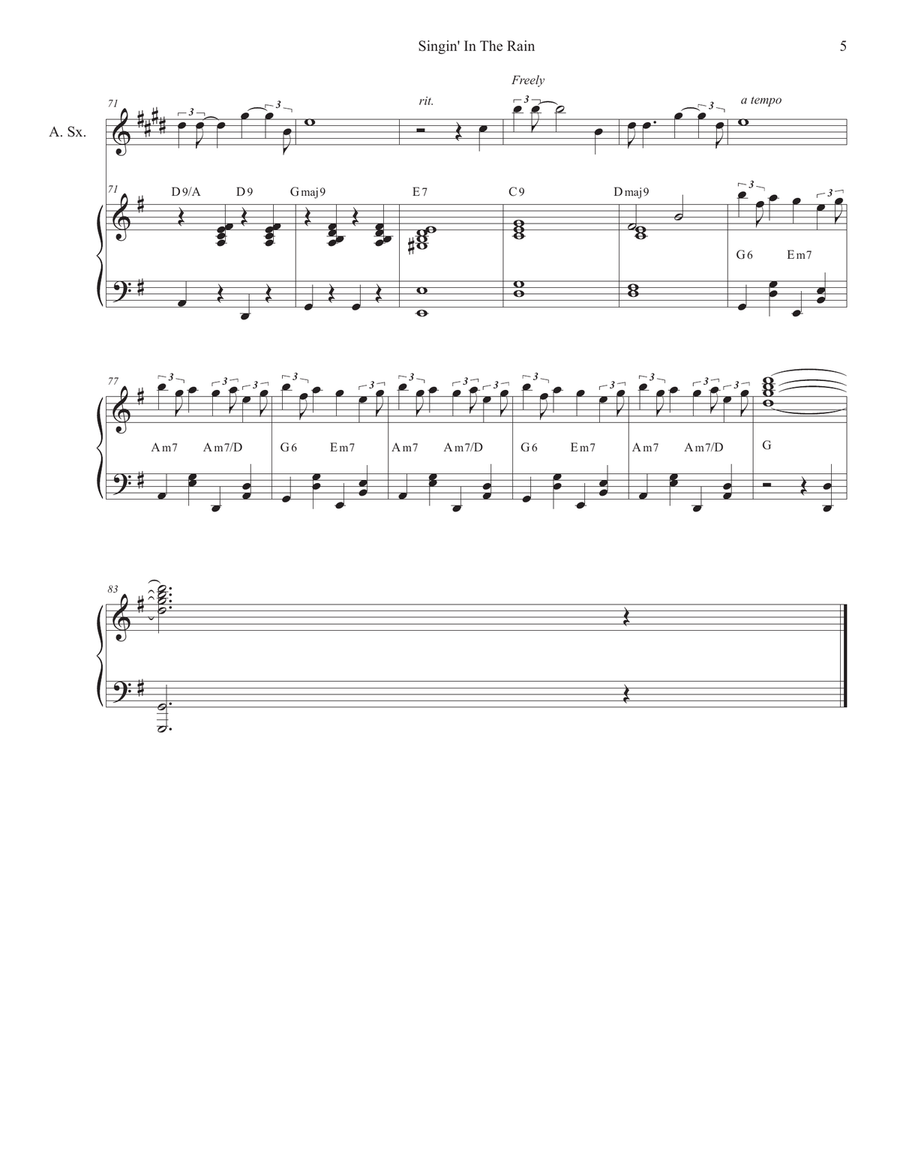 Singin' In The Rain (Alto Saxophone and Piano) Alto Saxophone scores gallery preview page 5