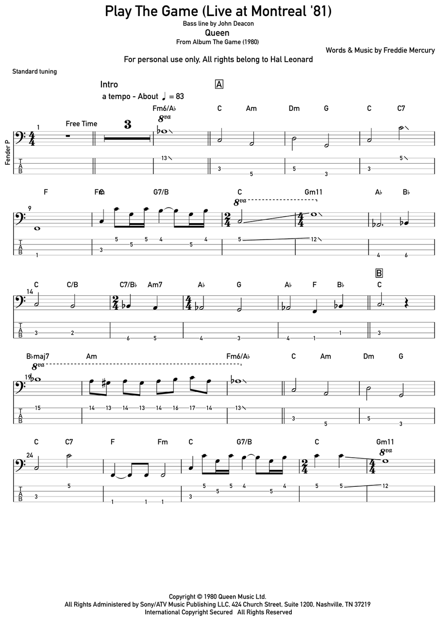 Play The Game Acoustic Guitar scores gallery preview page 1