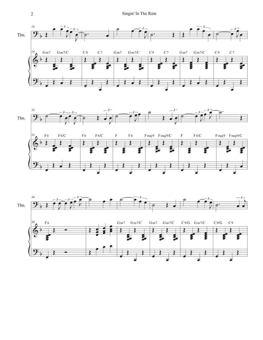 Singin' In The Rain (Trombone solo and Piano) Piano scores gallery preview page 2