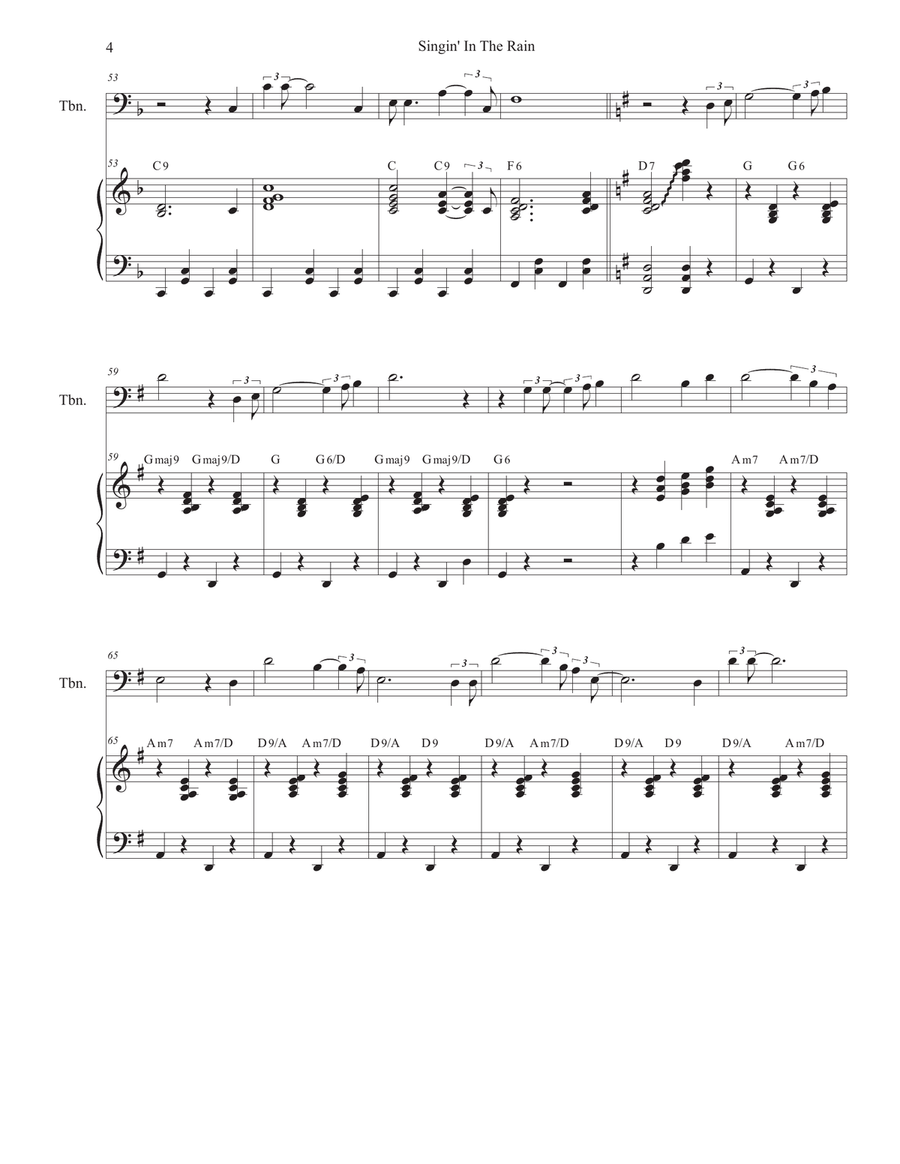 Singin' In The Rain (Trombone solo and Piano) Piano scores gallery preview page 4