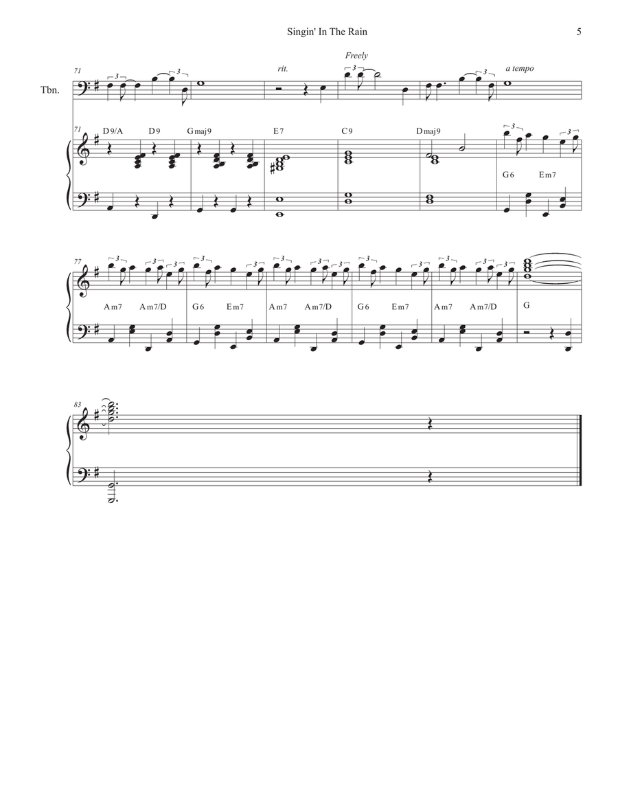 Singin' In The Rain (Trombone solo and Piano) Piano scores gallery preview page 5