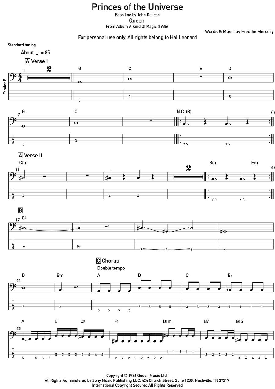Princes Of The Universe Acoustic Guitar scores gallery preview page 1