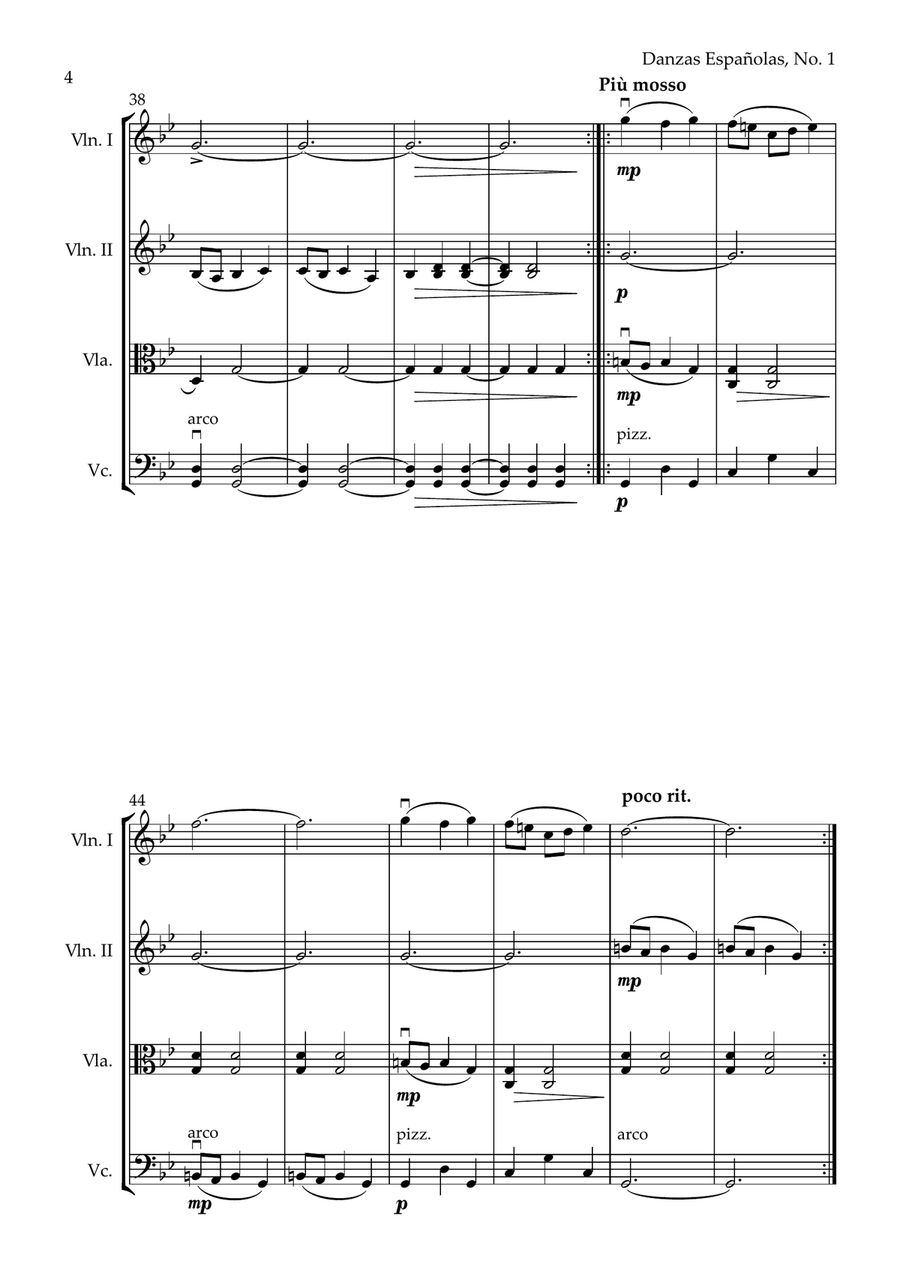 Danzas Españolas, No. 1 (String Quartet) String Quartet scores gallery preview page 4