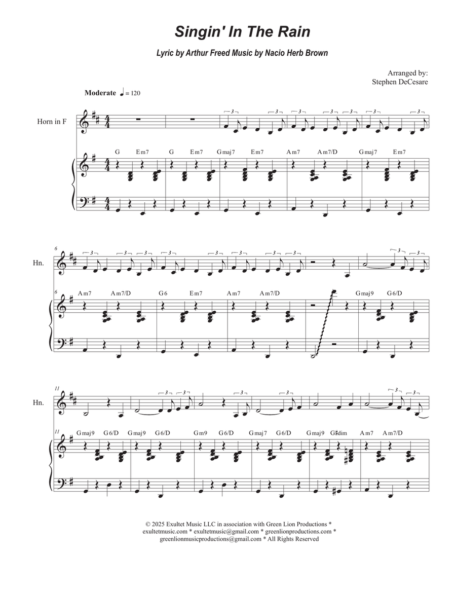 Singin' In The Rain (French Horn solo and Piano) Piano scores gallery preview page 1