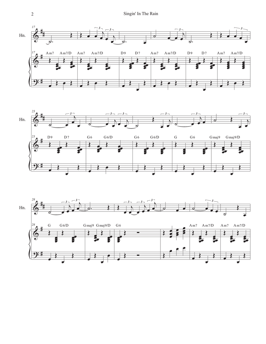 Singin' In The Rain (French Horn solo and Piano) Piano scores gallery preview page 2