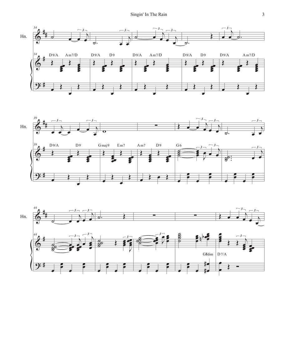 Singin' In The Rain (French Horn solo and Piano) Piano scores gallery preview page 3