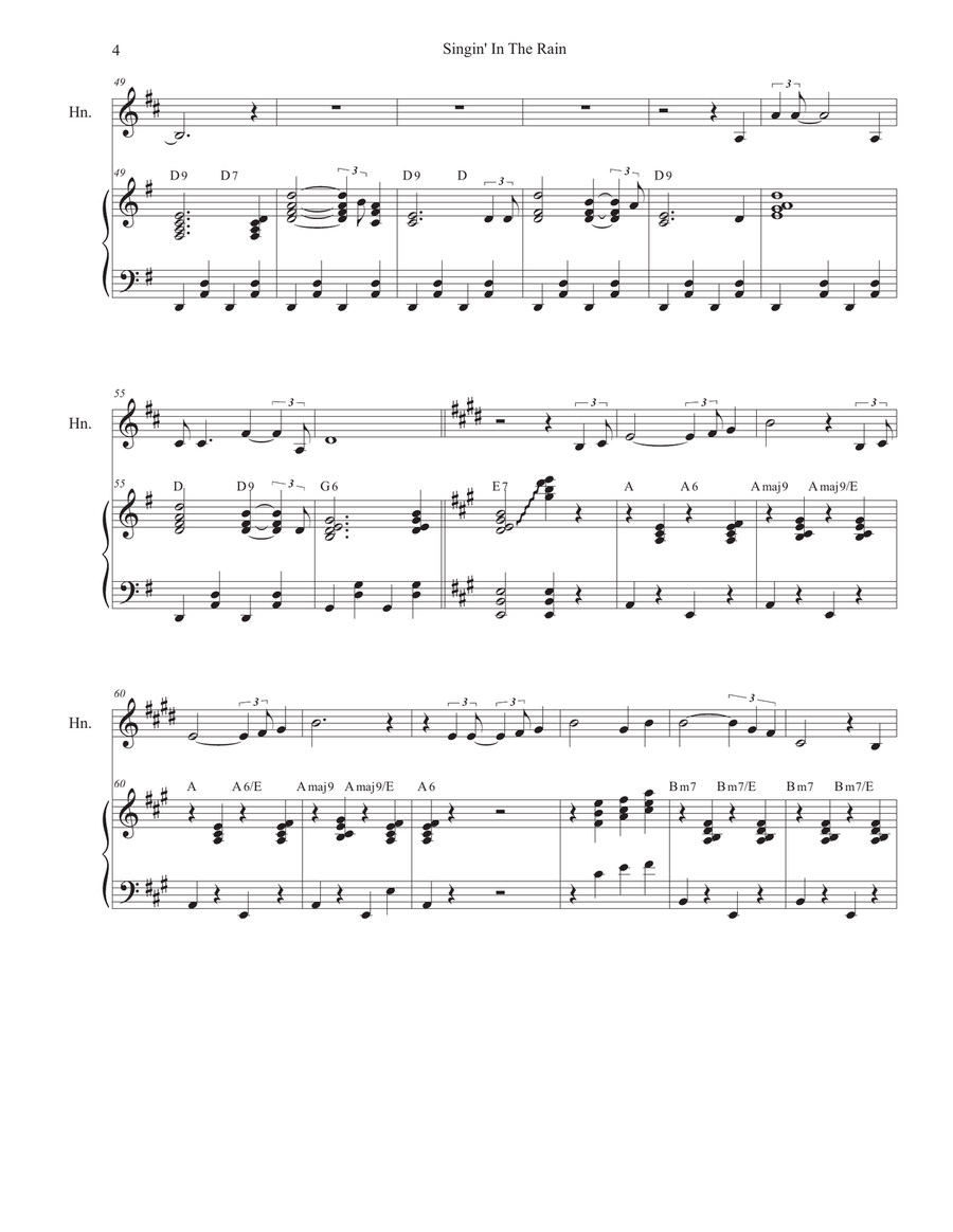 Singin' In The Rain (French Horn solo and Piano) Piano scores gallery preview page 4