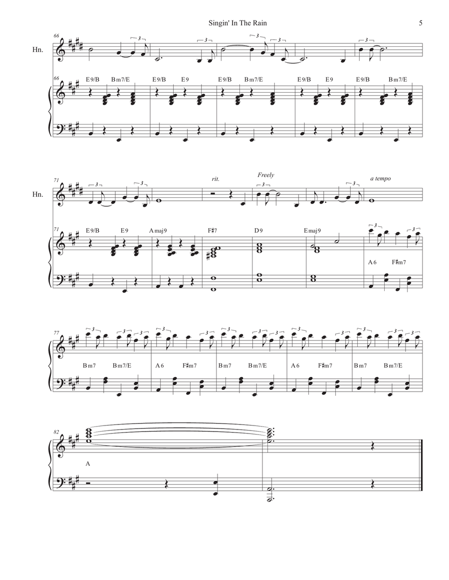 Singin' In The Rain (French Horn solo and Piano) Piano scores gallery preview page 5