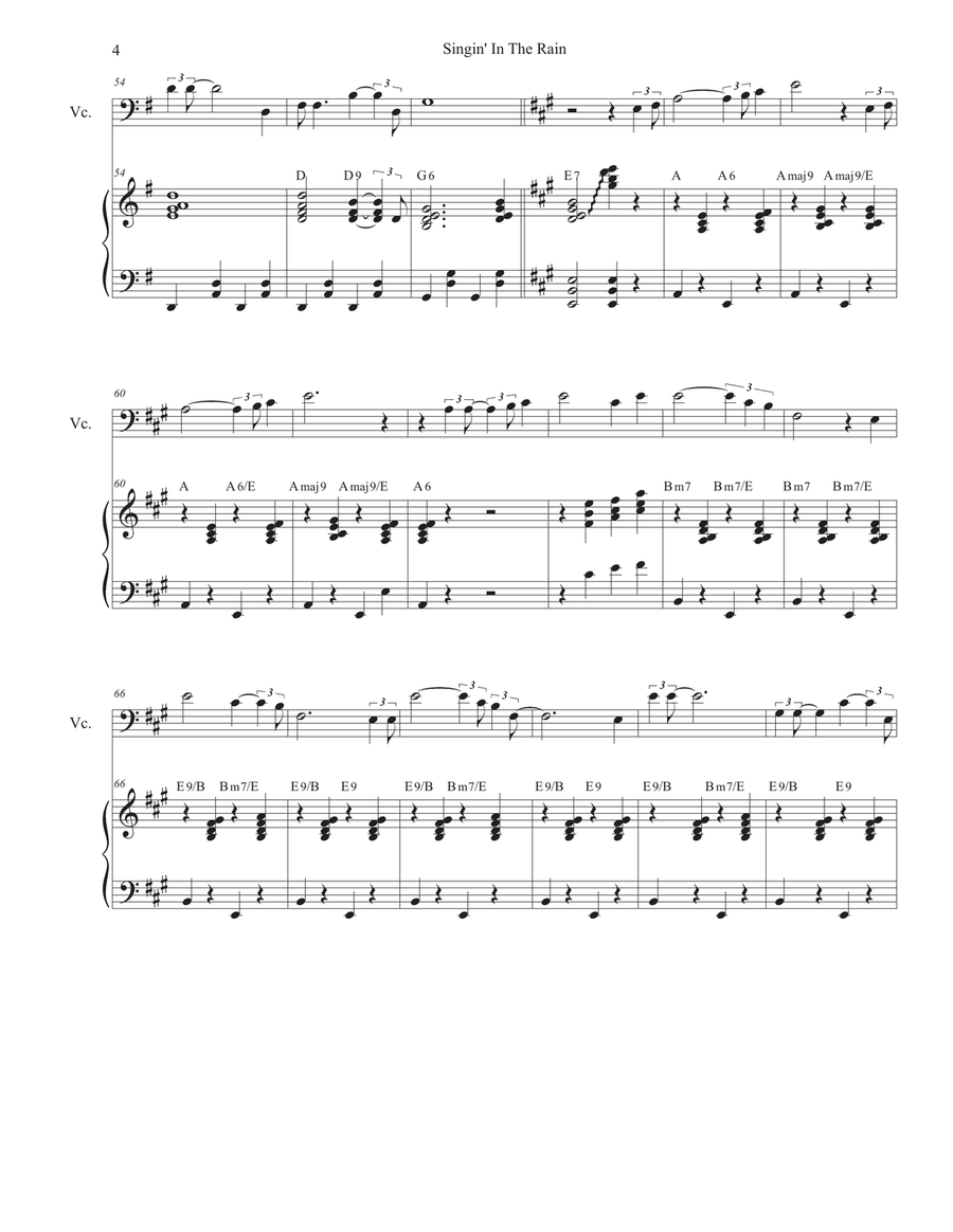 Singin' In The Rain (Cello solo and Piano) Piano scores gallery preview page 4