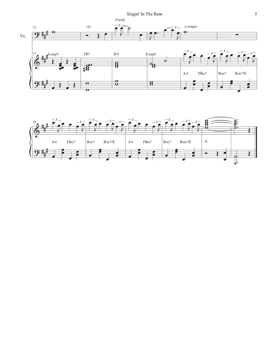 Singin' In The Rain (Cello solo and Piano) Piano scores gallery preview page 5